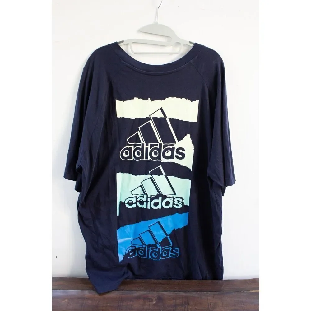 Adidas Brand Love Back T-Shirt Blue - Men's Size XL Oversized Fit
